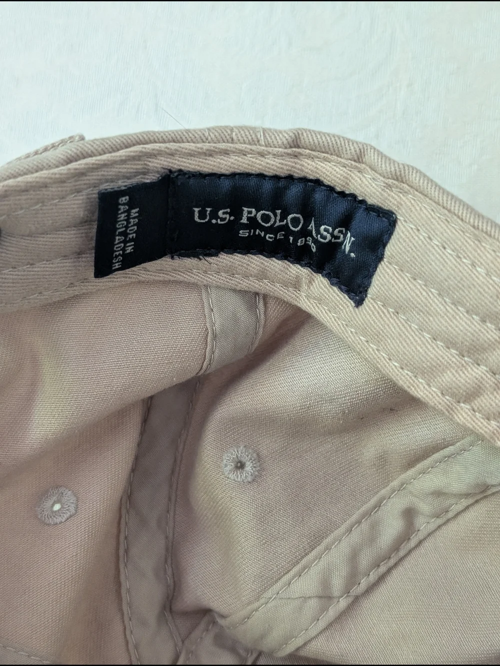 U.S. Polo Assn. Beige Baseball Cap Adjustable Solid Casual Men One Size USA